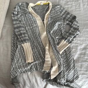 Gray and Cream Anthropologie Tiny cardigan